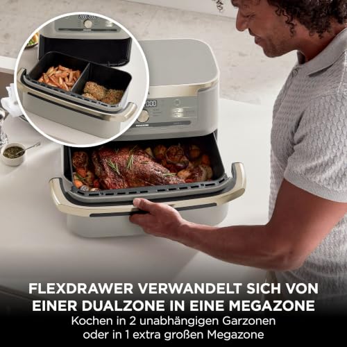 Ninja Foodi FlexDrawer AF500EU Heißluftfritteuse 10,4 L, Dual Zone